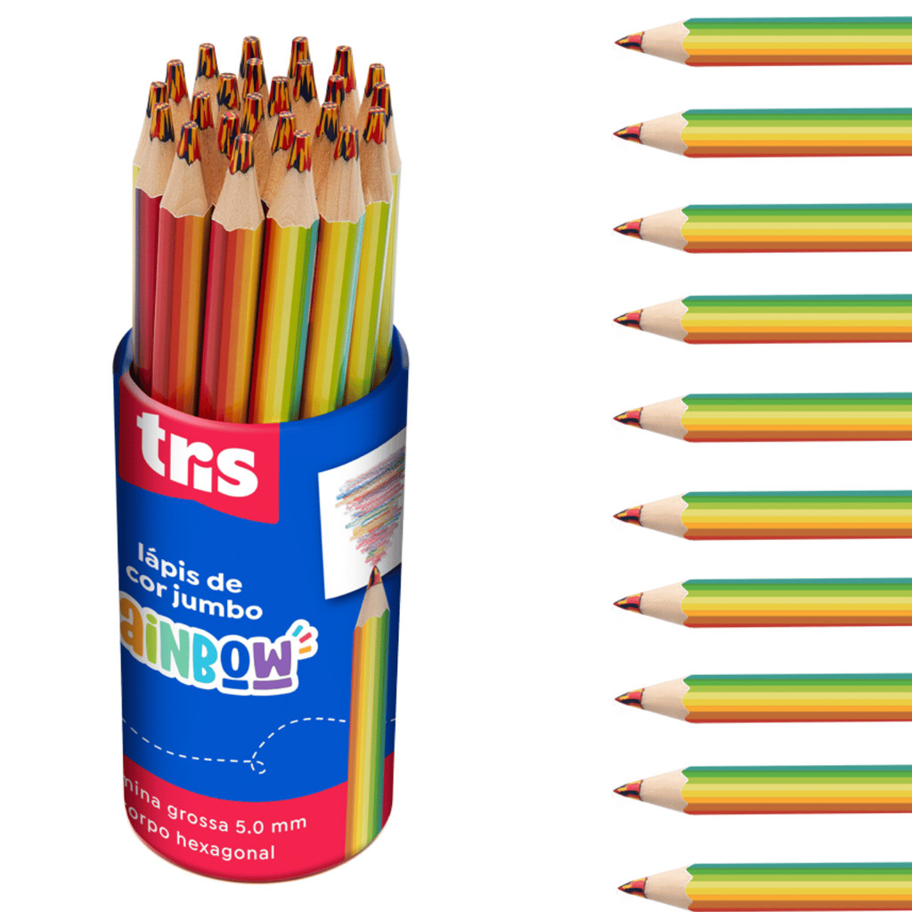 LAPIS DE COR RAINBOW JUMBO PCT C/24UN - TRIS | Shopee Brasil