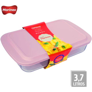 Assadeira Lasanheira Marinex Travessa de Vidro com Tampa 3,7 Litros Retangular em Oferta na Shopee