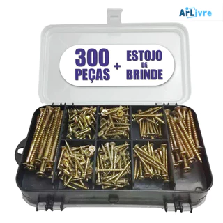 Kit 300 parafusos para madeira buchas nylon maleta prática para oficina e construção