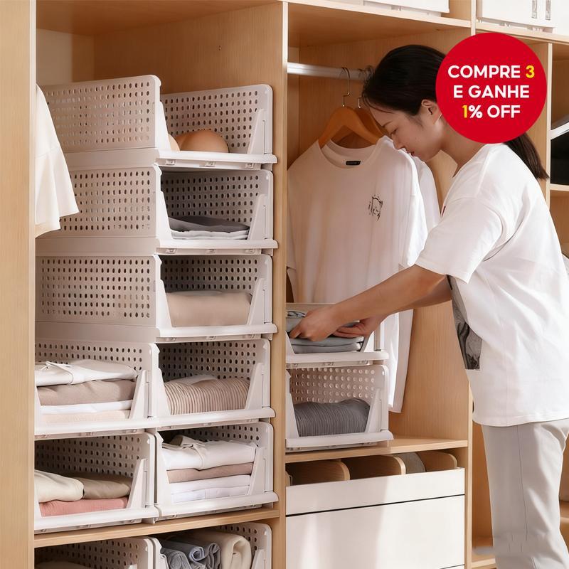 Caixa Organizadora de Guarda-Roupa Estilo Gaveta Plástica, Divisória de ...