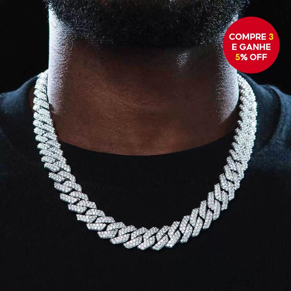 Hip Hop Cubana Link Chain Masculino Zircão Diamante Colar Presente De Luxo