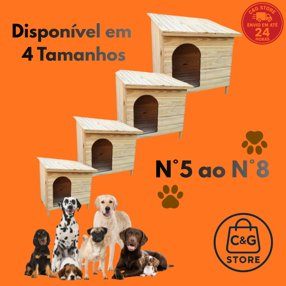 Casinha Cachorro Casa Madeira Pinus Edícula Cachorro N5 a N8 Casinha ...