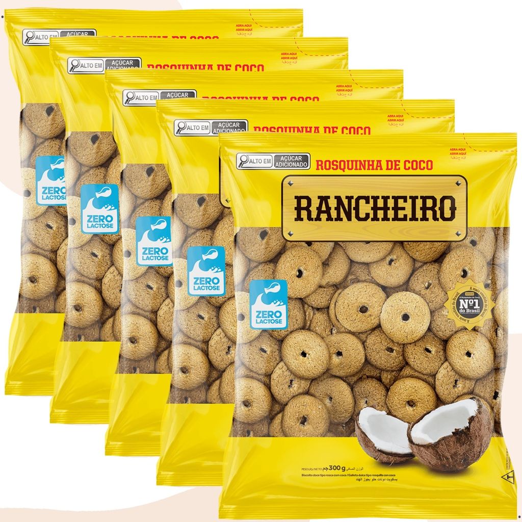 Kit Econômico 3 Rosquinha Coco Rancheiro Zero Lactose 300g Biscoito ...