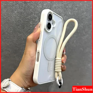 Luxo Com Cordão Transparente Para Capa Magnética Compatível iPhone 11 12 13 14 15 16 Pro Max 16E XR XS 7 8 Plus Armadura