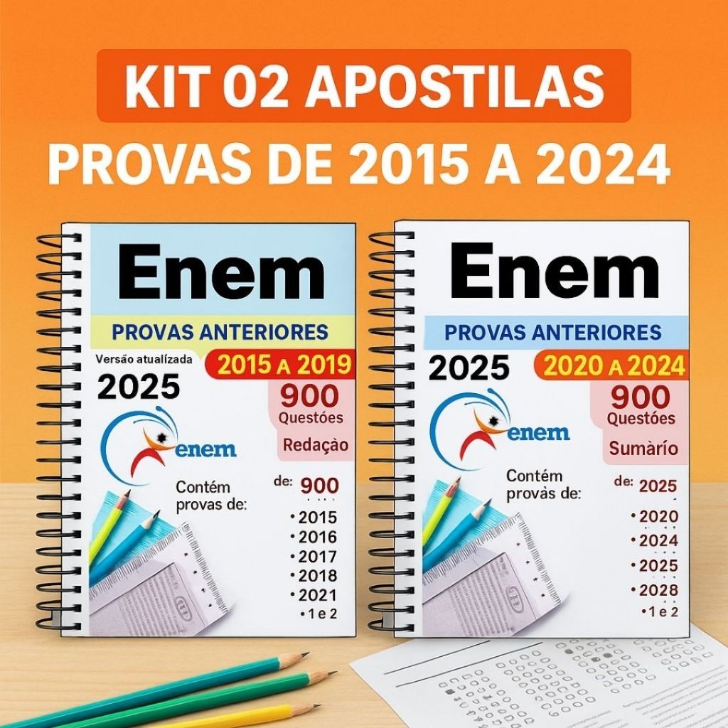 Kit Enem 2025 10 Anos Apostila De Provas Anteriores Questões 2015 A ...