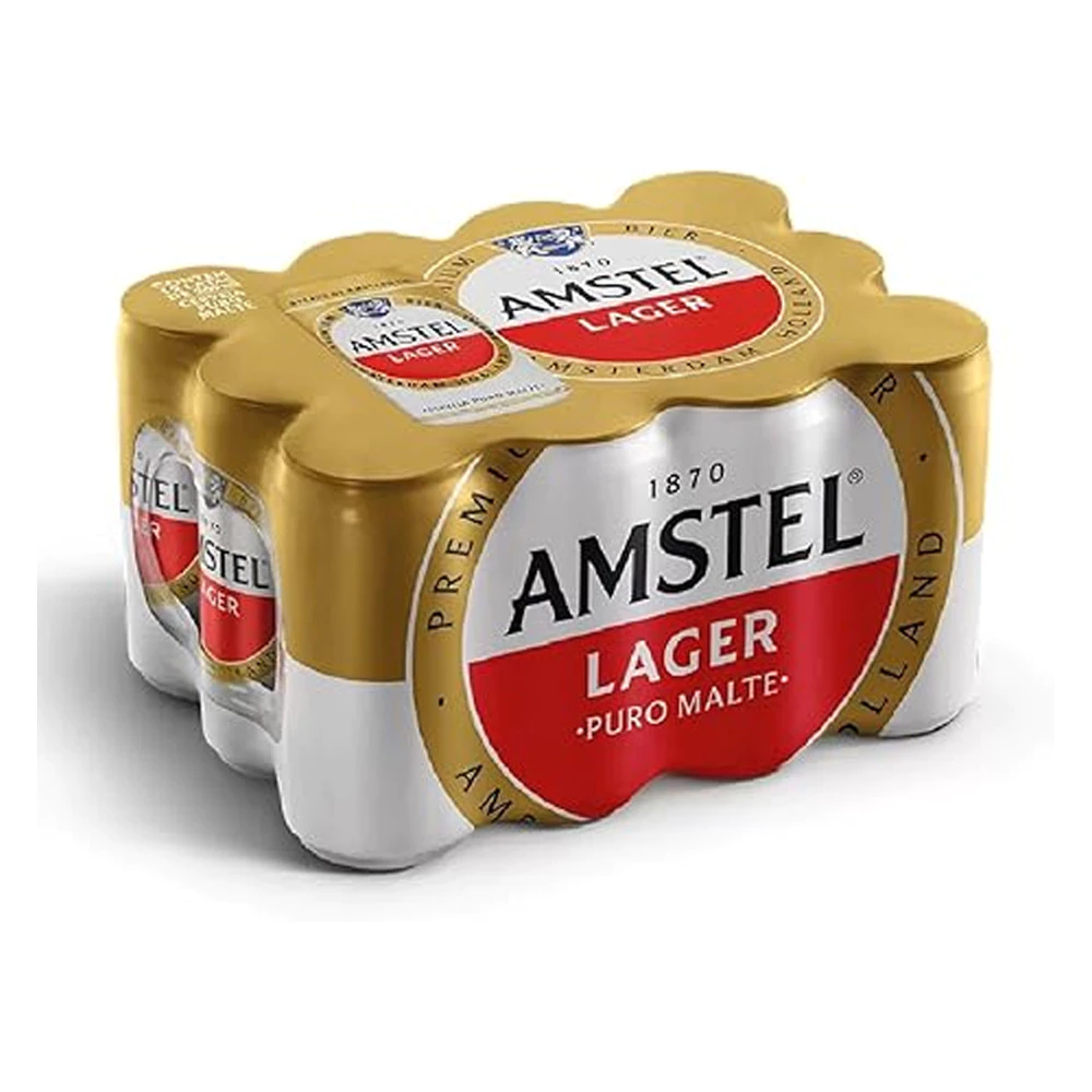 Embalagem de 4 latas de cerveja Amstel Lager