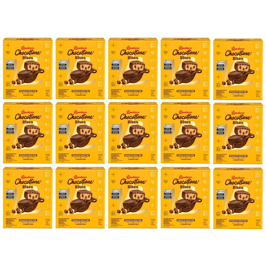 Kit 15 Chocottone Bauducco Bites 107 gramas Choco Bites Pedaços de ...