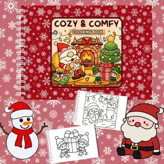 LIVRO DE COLORIR COZY E COMFY NATAL 53 DESENHOS FOLHAS A5 180g CAPA DURA PRESENTE DE NATAL em Oferta na Shopee