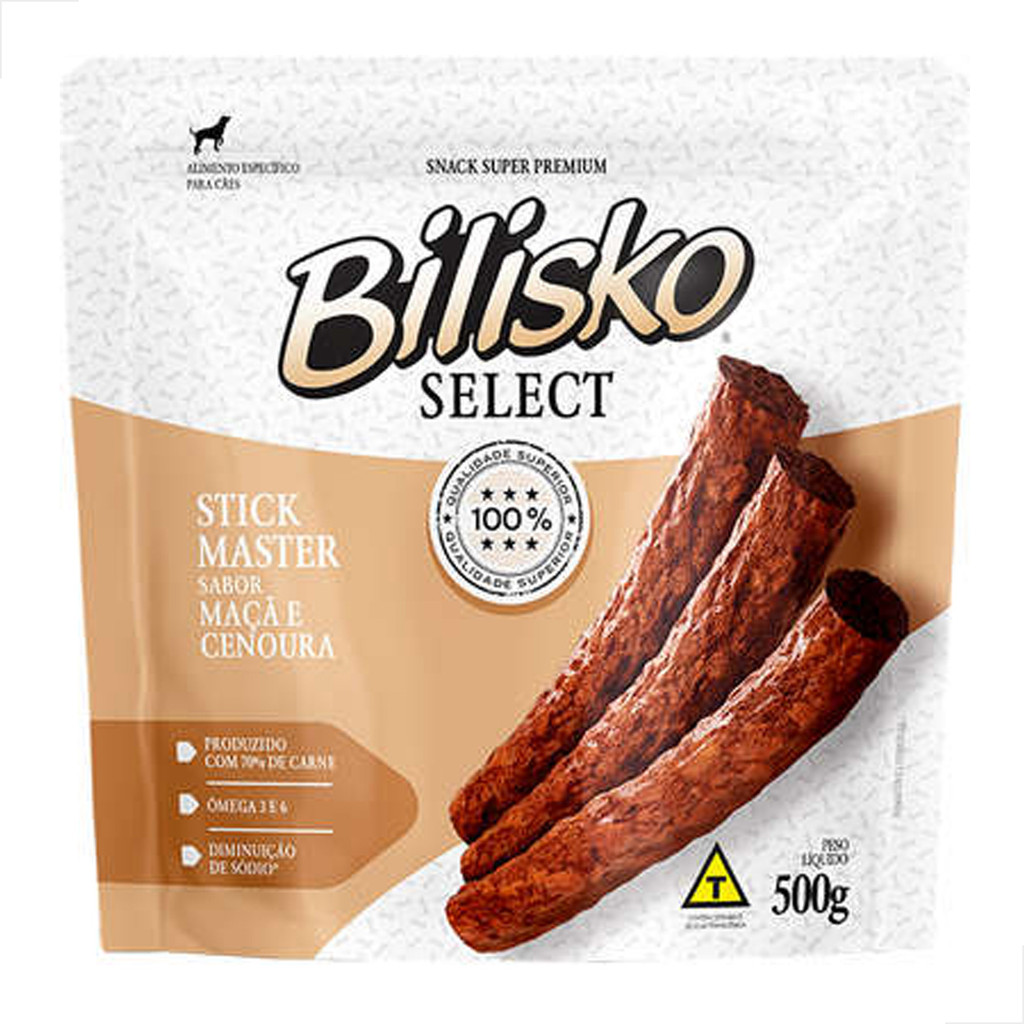 Bifinho Maçã com Cenoura Palito Bilisko Petiscos Cães 500g em Oferta na Shopee