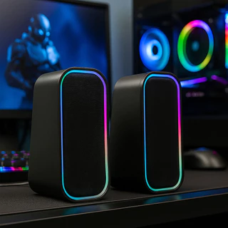 Caixa de Som RGB Compacta P2 USB Som Nítido Ideal para Jogos e Músicas no Computador
