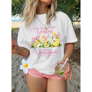 Camiseta Feminina Estampada T-shirt Manga Curta Gola Redonda Casual Verão Primavera Confortável