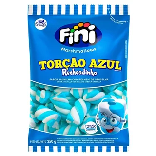Marshmallow Fini Torção Azul Recheadinho 250g em Oferta na Shopee