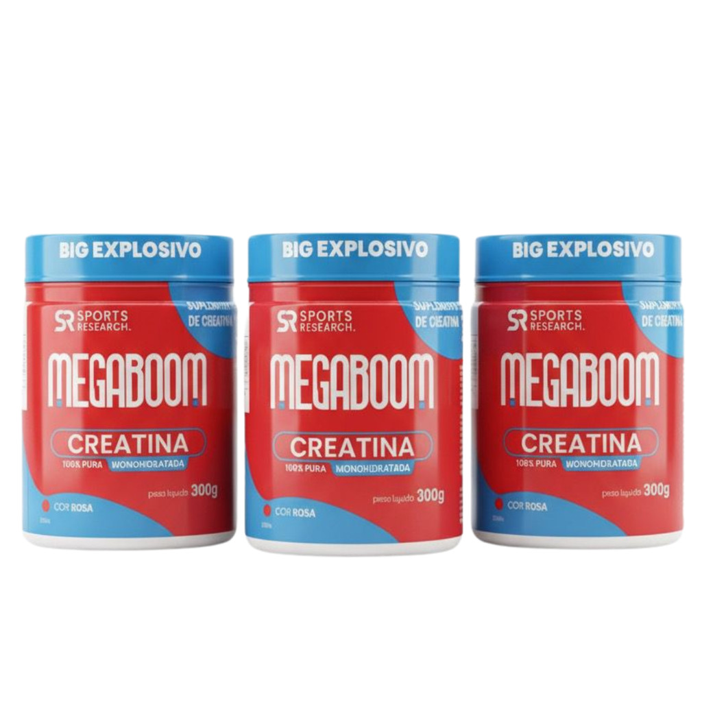 3 MegaBoom Creatina Pura com a cor Rosa mesma que da BigBOOM Suplemento ...