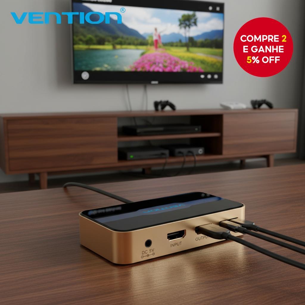 Vention HDMI Splitter 1x2, Compatível com PC, PS3, PS4, Blu-Ray, Apple ...