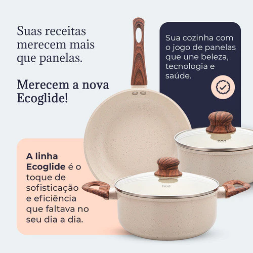 Jogo De Panelas Induçao Antiaderente Cerâmica 10 Peças Ppg Pfoa Free Vanila Premium