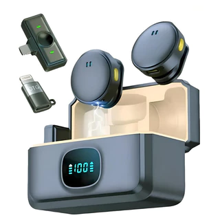 Microfone Magnético De Lapela Sem Fio Com Caixa E 2 Microfones