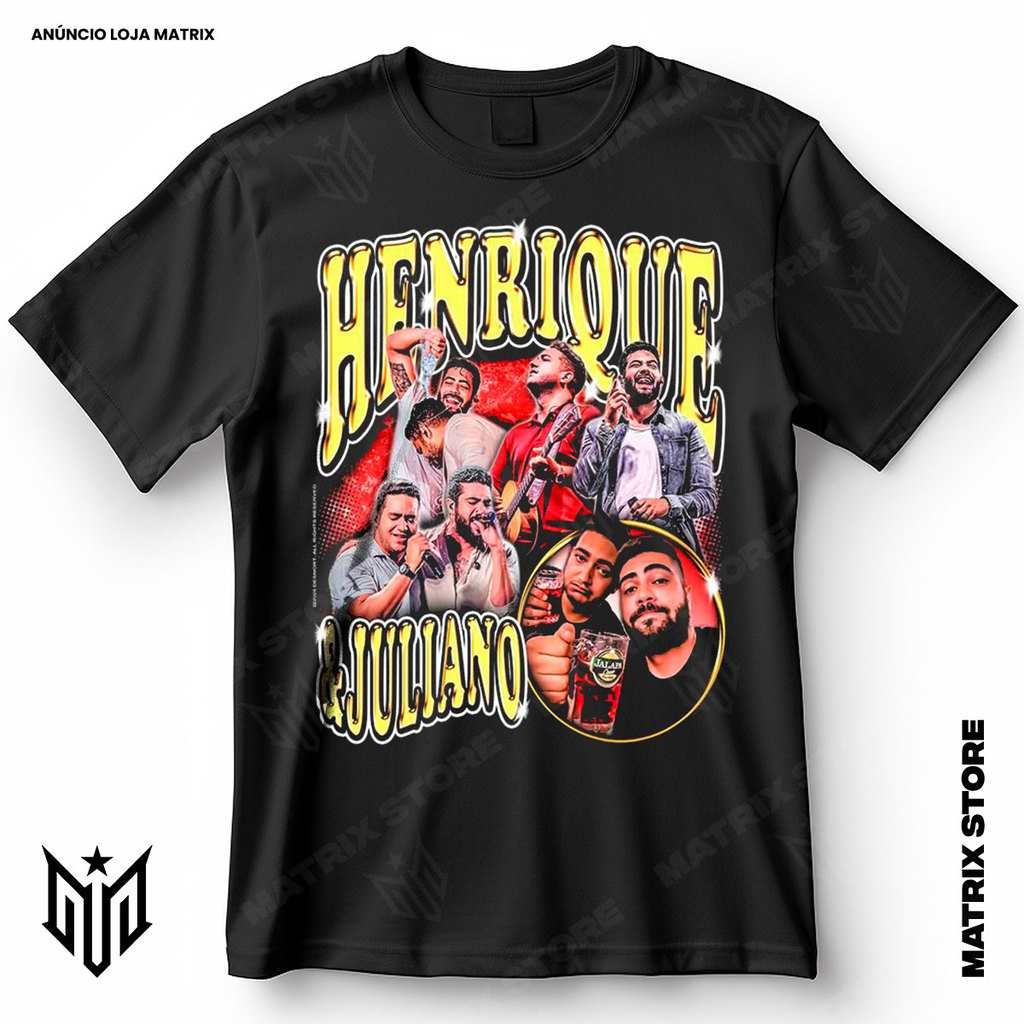 Camisa Dupla Henrique e Juliano Blusa Camiseta de Sertanejo 100% ...