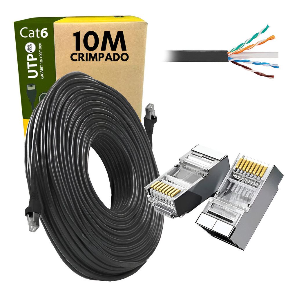Cabo De Rede Cat6 Internet Até 1gb 10metros (rj45-blindados) | Shopee ...
