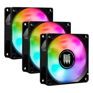 Kit 3 Cooler Fan VR337 Revenger Para Pc Cpu Gamer Gabinete Ventoinha Air 80mm Led Rgb 12v Super Silencioso