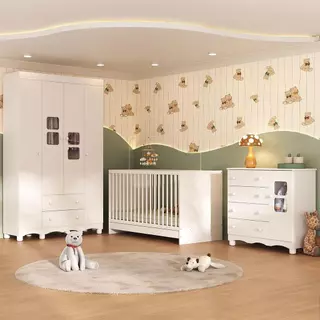 Quarto de Bebê Completo com Berço 3 em 1 com Colchão Incluso Luna Multimóveis MP4536 em Oferta na Shopee