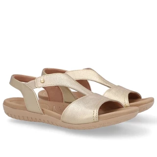 Sandália Rasteira Feminina Usaflex Couro Ouro R18083004 em Oferta na Shopee
