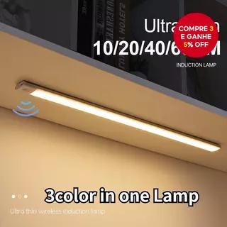 Luz Noturna com Sensor de Movimento, Luz Sem Fio Recarregável USB Tipo-C, Luzes para Armário de Cozinha, Quarto,
