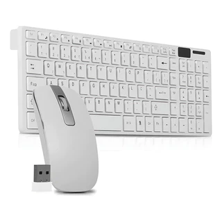 Kit Teclado E Mouse Sem Fio Wireless Usb 2.4 Ghz Abnt2 Qwerty Ergonômico Ley-171 Cor Branco