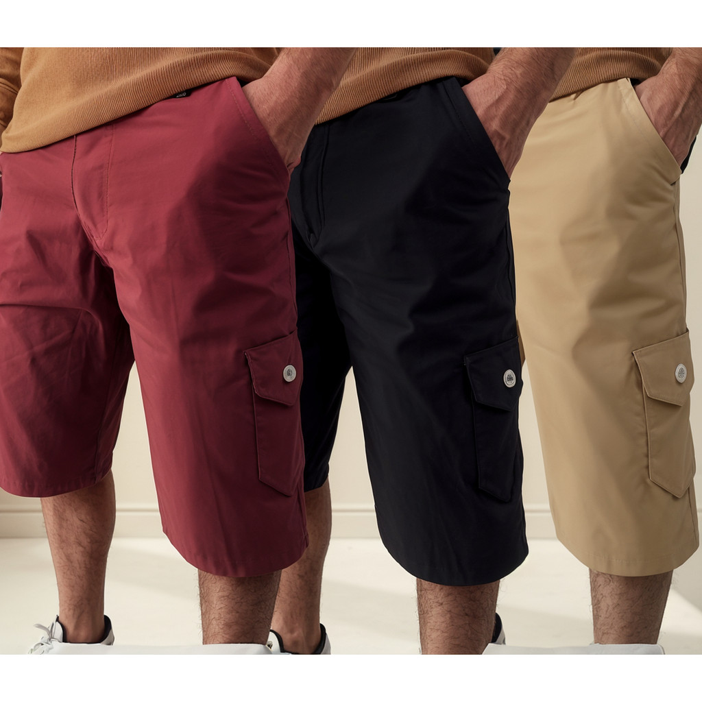 Kit 3 Bermuda Masculina Cargo Short Sarja 6 Bolsos Social