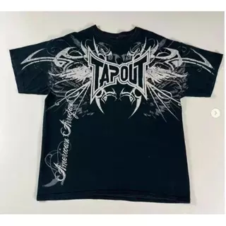 Streetwear Tapout T Camisa Y2K Dos Homens Hip Hop Carta Impressão Gráfica Oversized Harajuku Em Torno Do Pescoço Algodão