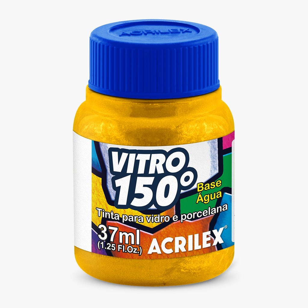 Tinta Vitro 150° Acrilex 37ml Ouro - Pintura para Vidro e Porcelana à ...