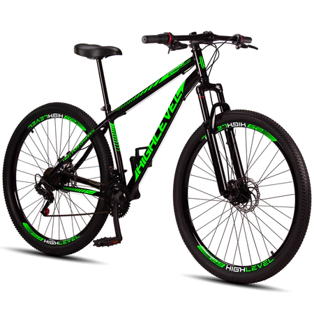 Bicicleta Aro 29 Aço Carbono Highlevel Freios a Disco Suspensão 21v