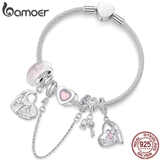 Bamoer 925 Prata Esterlina Pingente Amor Série Rosa Pássaro Aberto Coração Nó Diy Pulseira Jóias Presente Feminino em Oferta na Shopee