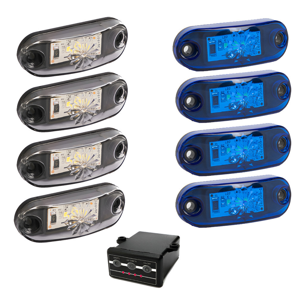 8 Estrobo Led Smd Branco Azul 12v 24v Carro Moto Viatura | Shopee Brasil
