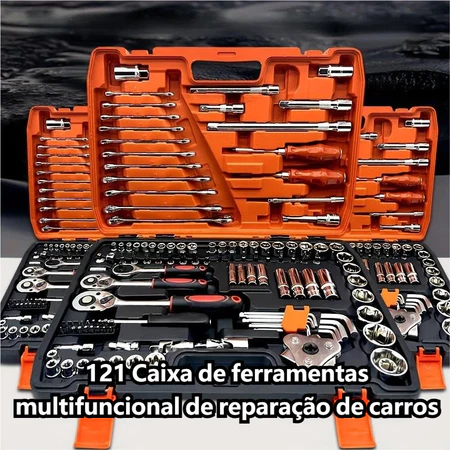 Jogo Caixa De Ferramentas Chave Soquete Catraca Chave Combinada 121 Peças Multi Funções