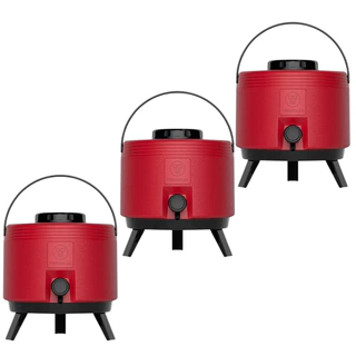 Kit 3 Garrafas Térmicas do Tipo Botijão Termolar 6 Litros Vermelho com Torneira e Pés Retráteis em Oferta na Shopee