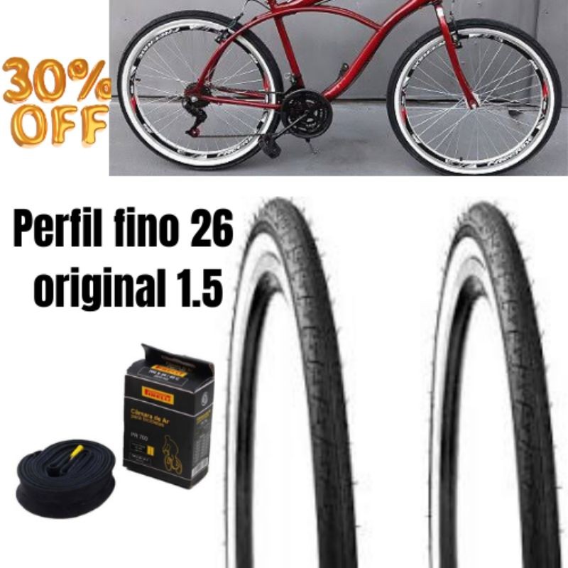 pneu aro 26 perfil fino 1.5 faixa branca mais velocidade | Shopee Brasil