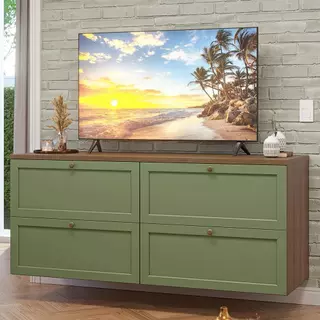 Rack para TV até 70 Polegadas 160cm 4 Gavetas Rustic/Verde Vik Madesa 04 em Oferta na Shopee
