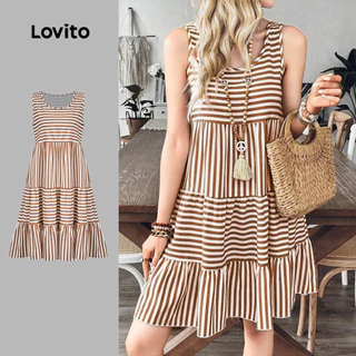 Lovito Tecido para Vestido Boho Costura Vestido de Primavera/verão para mulheres LBL30199 em Oferta na Shopee