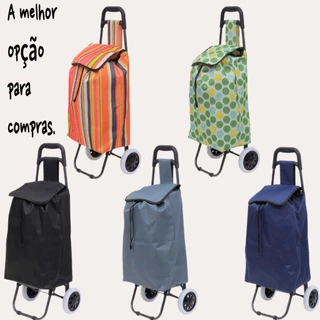 Carrinho de compras, carrinho de mercado, reforçado, dobrável, com rodas, capacidade de carga 30 kg. em Oferta na Shopee