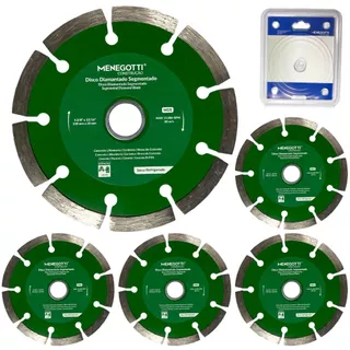 Kit 5 Discos Diamantados Sementados Serra Mármore 4 3/8" 110mm com Bucha Redutora 20x16mm Menegotti em Oferta na Shopee