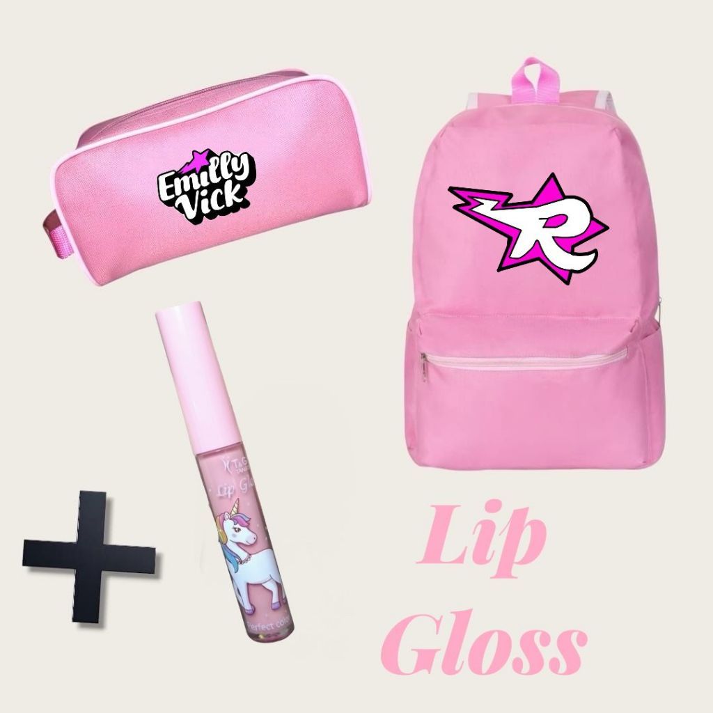 Kit mochila + necessaire turma Emily Vick +Brinde bolsa escola