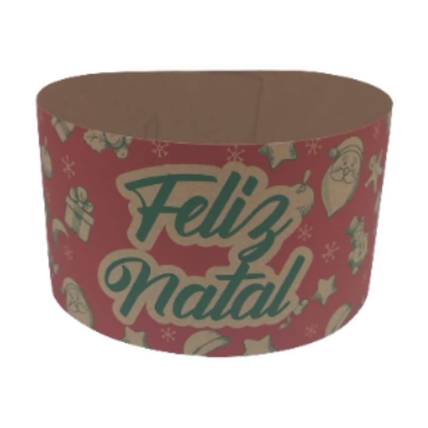 Forma para Panetone Kraft Feliz Natal 500g 5Unid. Decora Doc