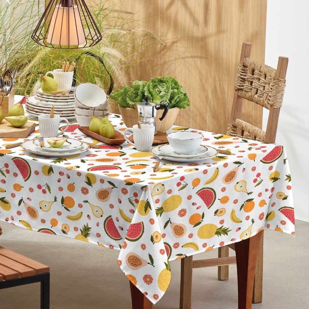 Toalha de Mesa Teka Basic Retangular 6 Lugares 140 x 210 Cm
