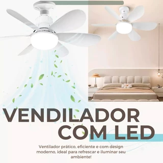 Ventilador de Teto LED 60W – Silencioso, 6 Pás, Controle Remoto, Iluminação Integrada para Sala e Quarto