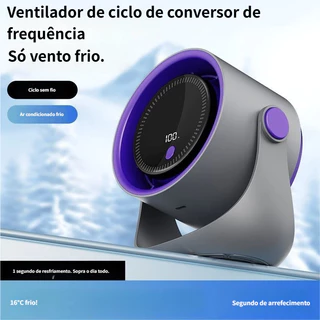 Ventilador Mesa 100 Níveis Display Digital 5000mAh Bateria Silencioso 30dB USB novo nova