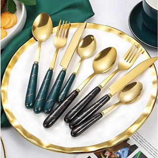 Kit 24 peças Talheres Colher Garfo Faca aço inoxidável de luxo  (Sem Suporte) Para Casa e Catering de Hotel — foto 2 — Achou Levou Brasil