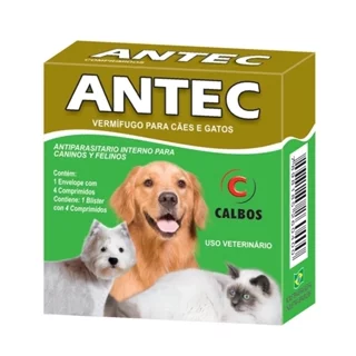 Antec Calbos Vermífugo para Cães e Gatos - Embalagem com 4 Comprimidos em Oferta na Shopee