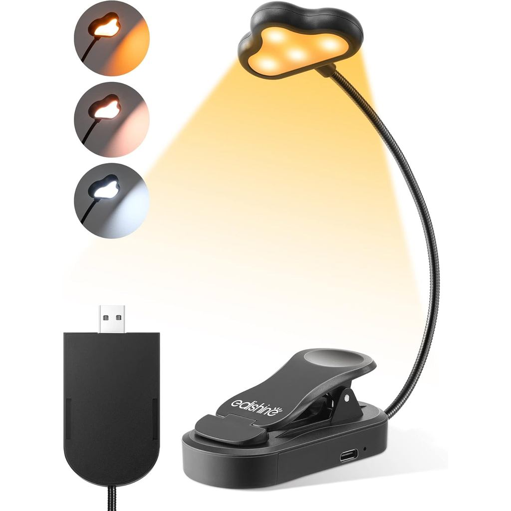 Luminária de Leitura EDISHINE para Noites na Cama, Lâmpada Portátil com ...