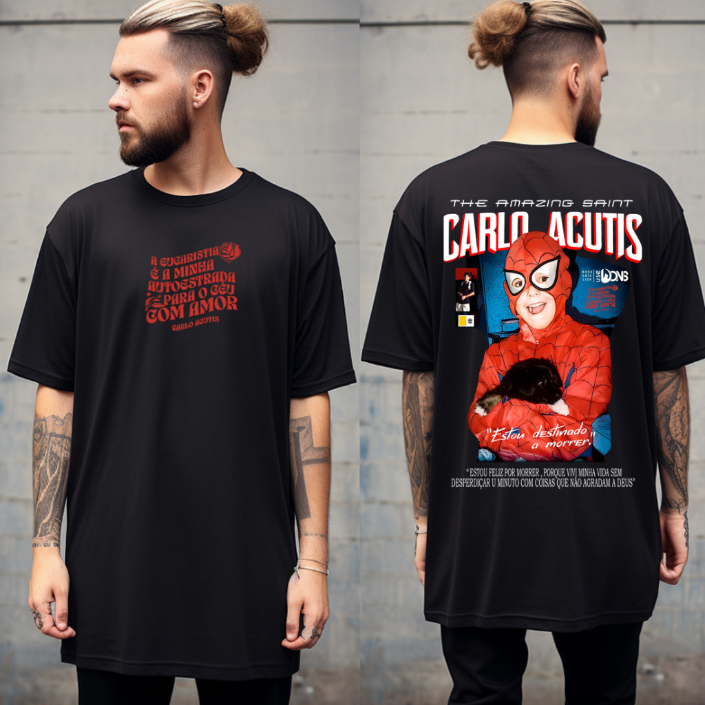 Camiseta Unissex Catolica Cristã São Carlos Acustis Jovem De Deus Beato Camisa Estampa Cores Vivas