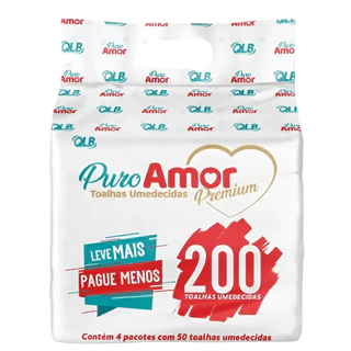 Lenço Umedecido Puro Amor Premium Oferta 200 Unidades em Oferta na Shopee